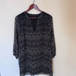 Madewell Black and White Boho Smock Dress